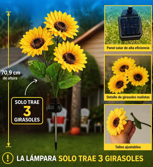Lampara De Girasol Solar X3 flores (X2 unidades)